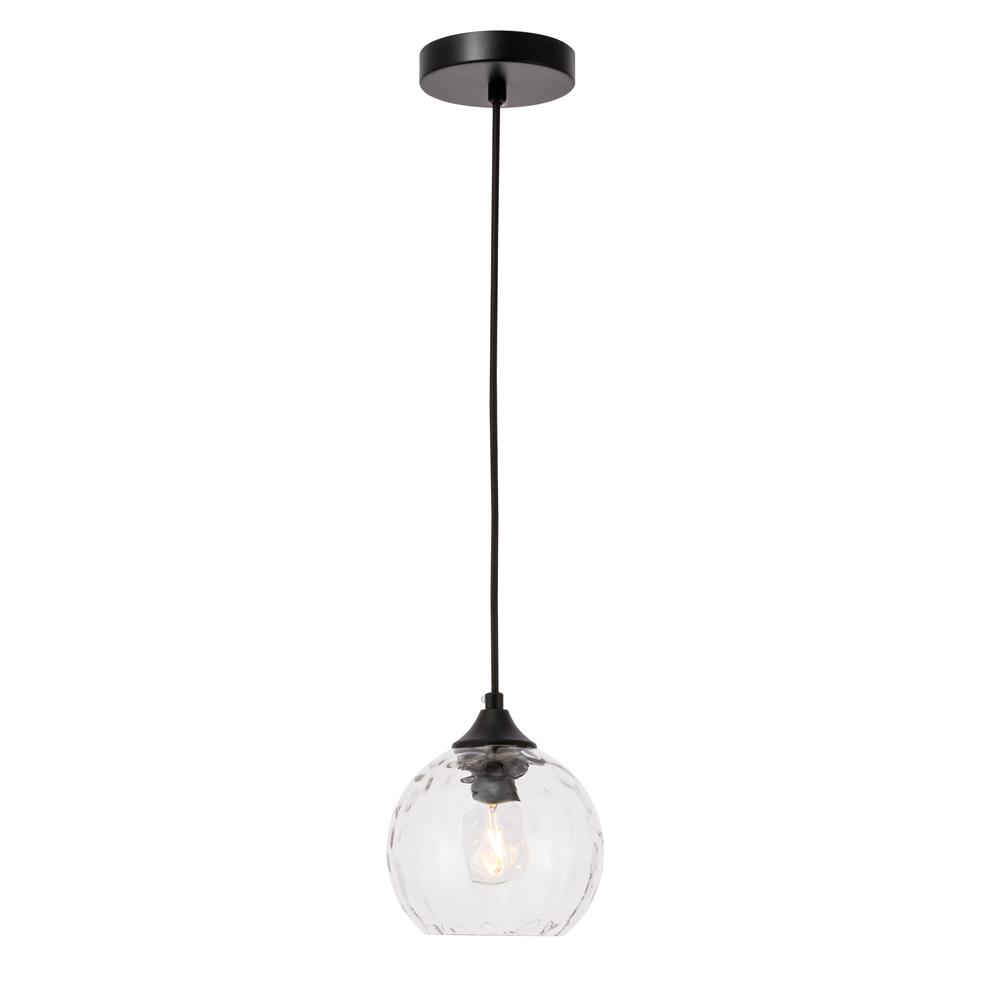 Living District by Elegant Lighting LD2280 Cashel 1 light Black and Clear glass pendant