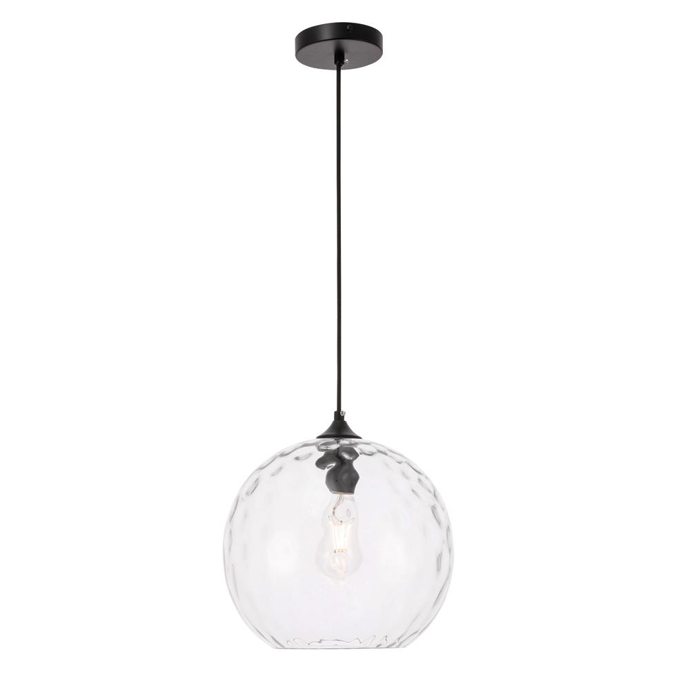 Living District by Elegant Lighting LD2283 Gibson 1 light Black and Clear glass pendant