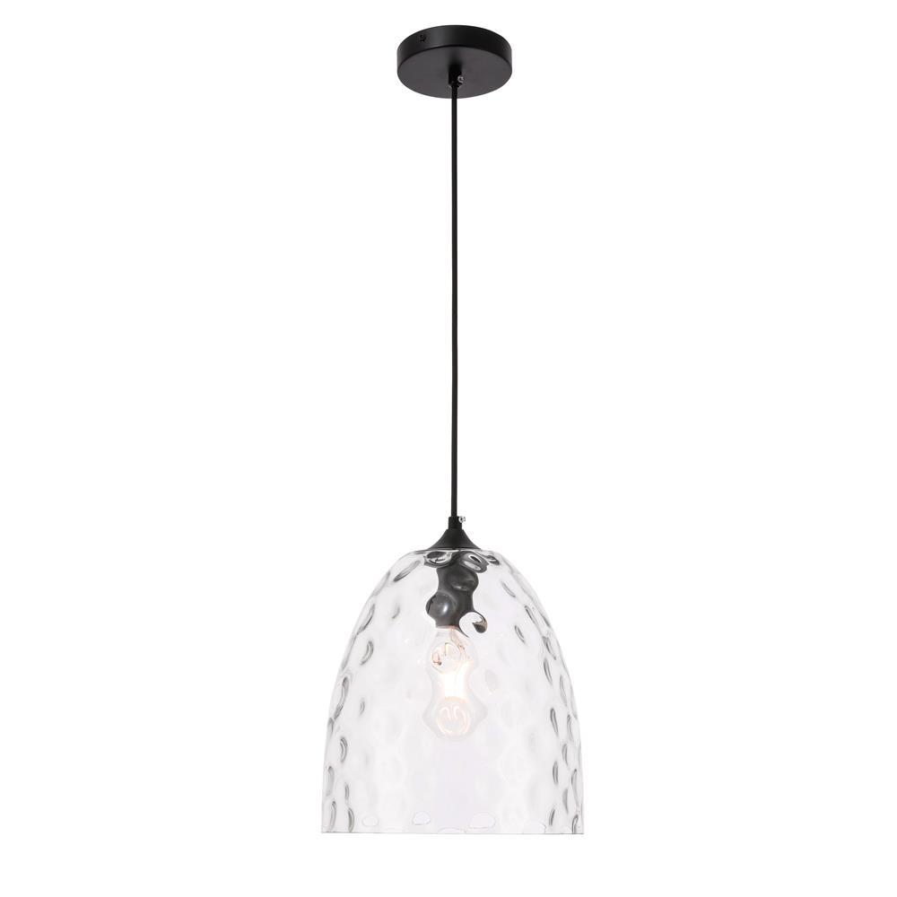 Living District by Elegant Lighting LD2284 Gibson 1 light Black and Clear glass pendant