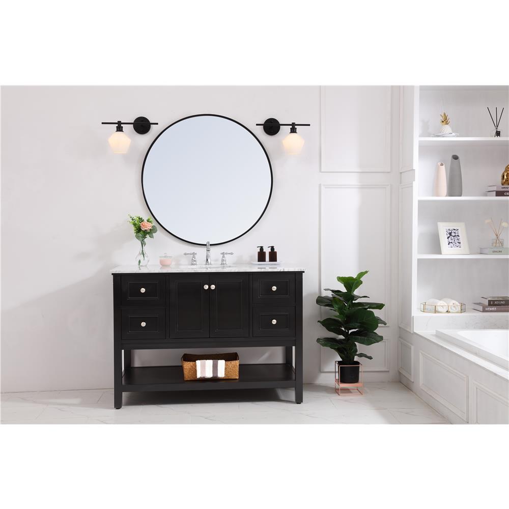 Living District by Elegant Lighting LD2301BK Gene 1 light Black and Frosted white glass right Wall sconce