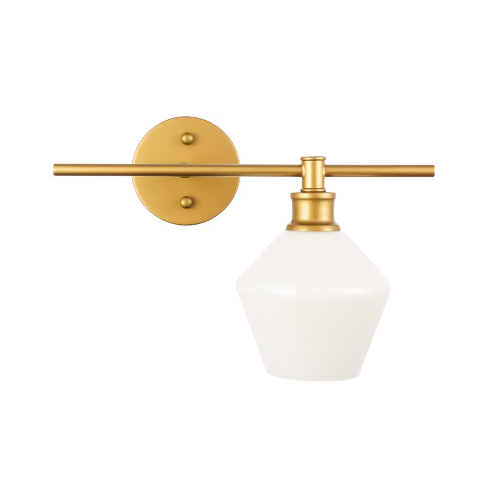 Living District by Elegant Lighting LD2301BR Gene 1 light Brass and Frosted white glass right Wall sconce