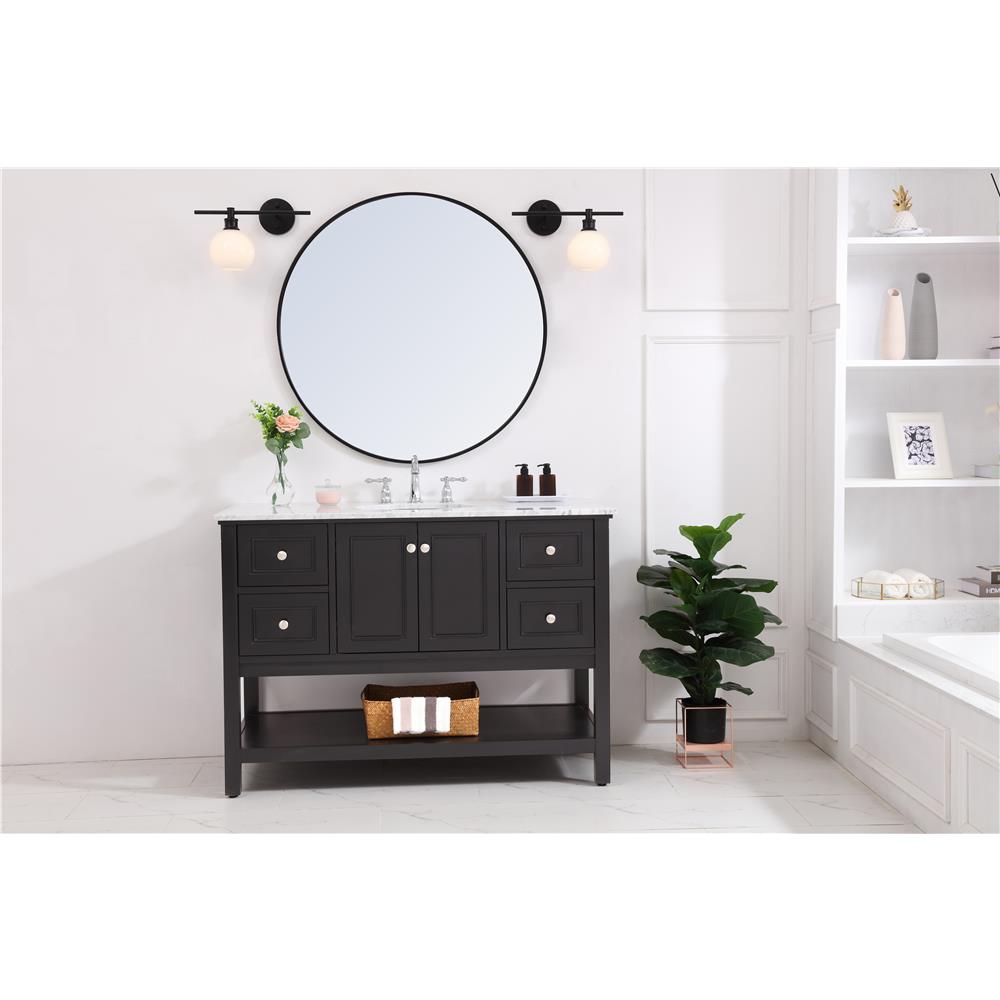 Living District by Elegant Lighting LD2303BK Collier 1 light Black and Frosted white glass right Wall sconce