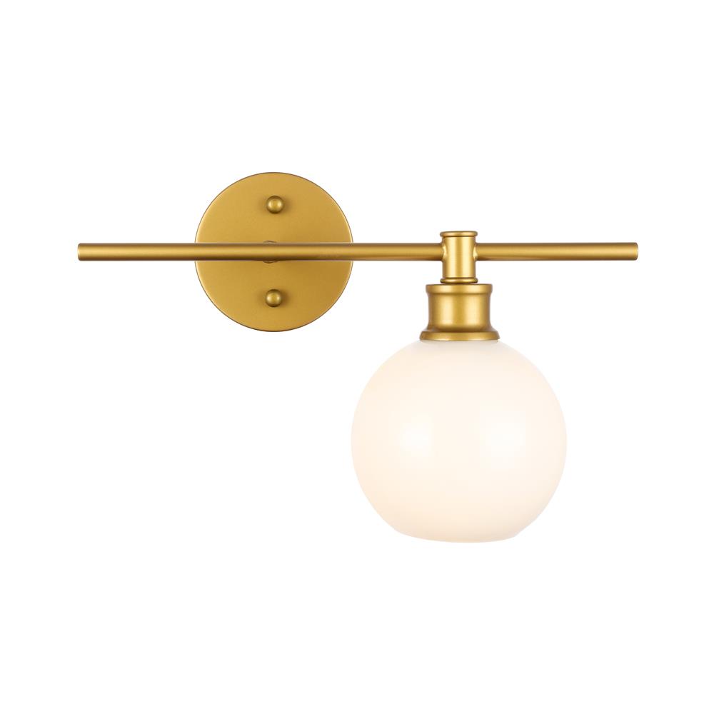 Living District by Elegant Lighting LD2303BR Collier 1 light Brass and Frosted white glass right Wall sconce