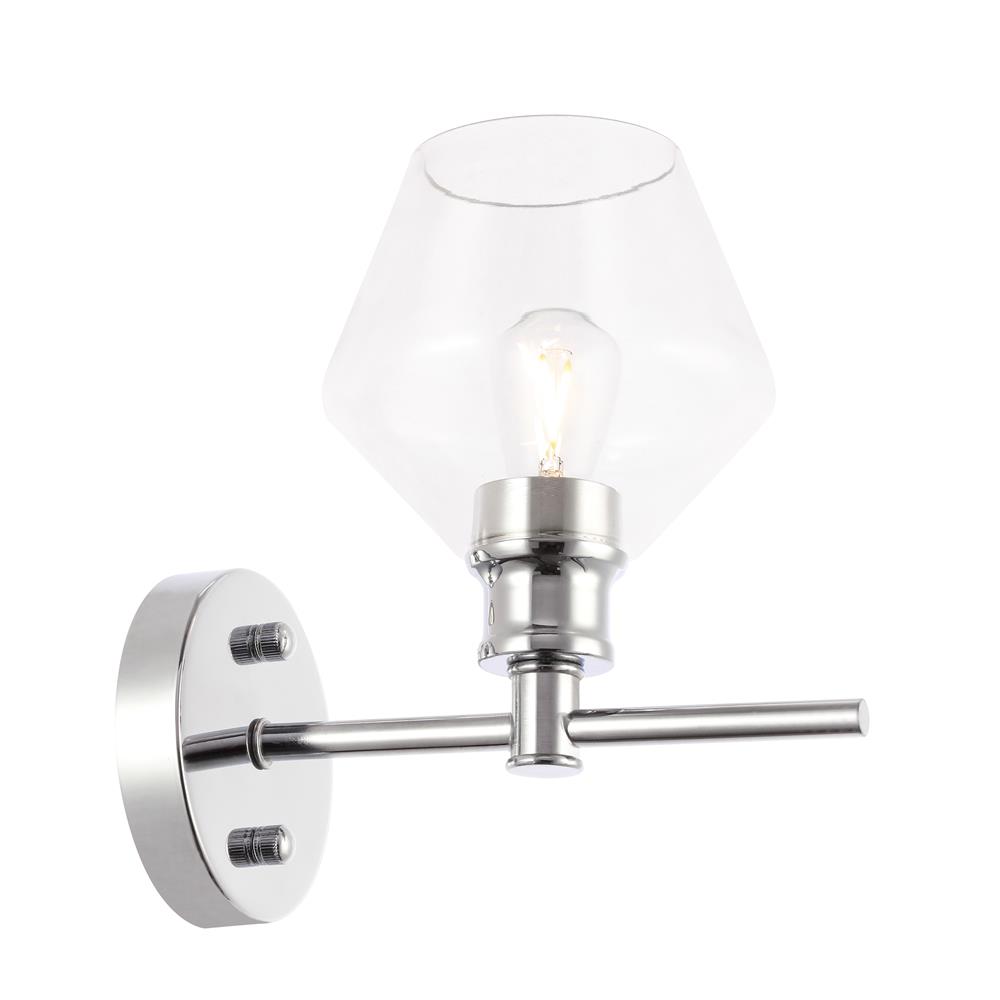 Living District by Elegant Lighting LD2308C Gene 1 light Chrome and Clear glass Wall sconce