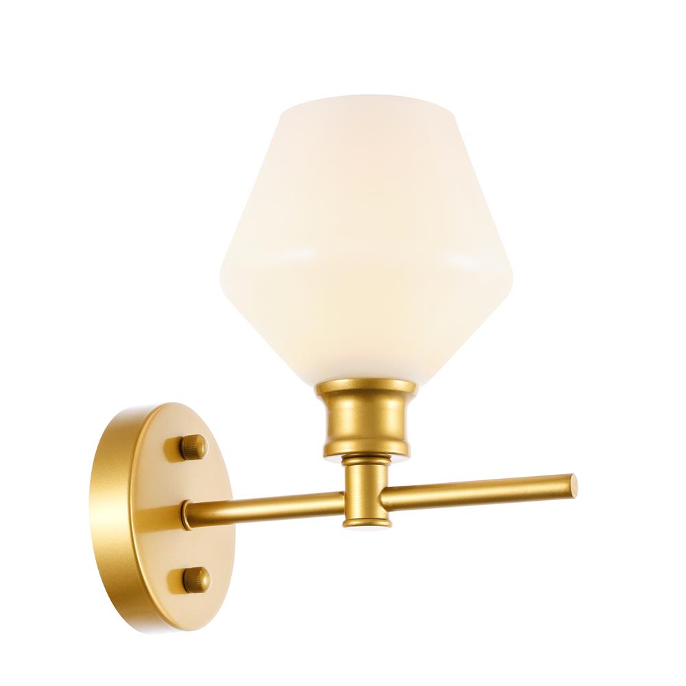 Living District by Elegant Lighting LD2309BR Gene 1 light Brass and Frosted white glass Wall sconce
