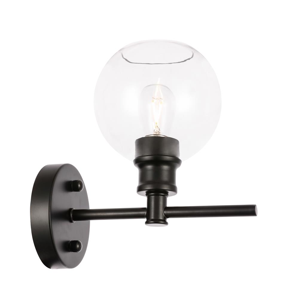 Living District by Elegant Lighting LD2310BK Collier 1 light Black and Clear glass Wall sconce