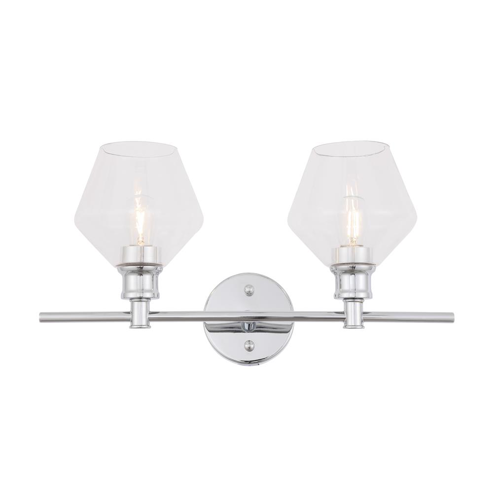 Living District by Elegant Lighting LD2312C Gene 2 light Chrome and Clear glass Wall sconce