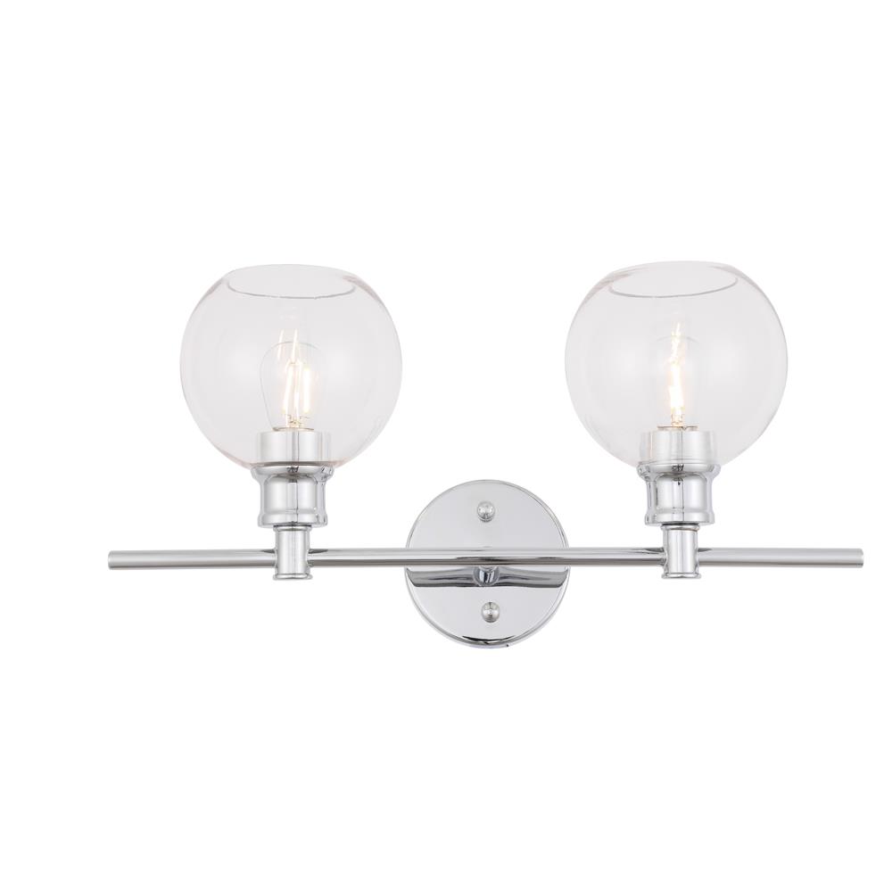 Living District by Elegant Lighting LD2314C Collier 2 light Chrome and Clear glass Wall sconce