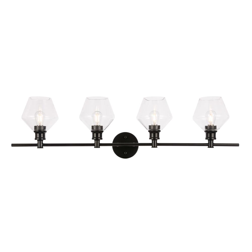 Living District by Elegant Lighting LD2320BK Gene 4 light Black and Clear glass Wall sconce
