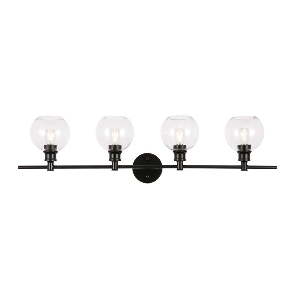 Living District by Elegant Lighting LD2322BK Collier 4 light Black and Clear glass Wall sconce