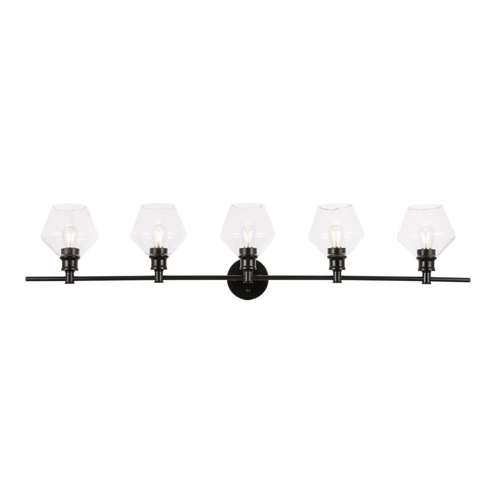 Living District by Elegant Lighting LD2324BK Gene 5 light Black and Clear glass Wall sconce