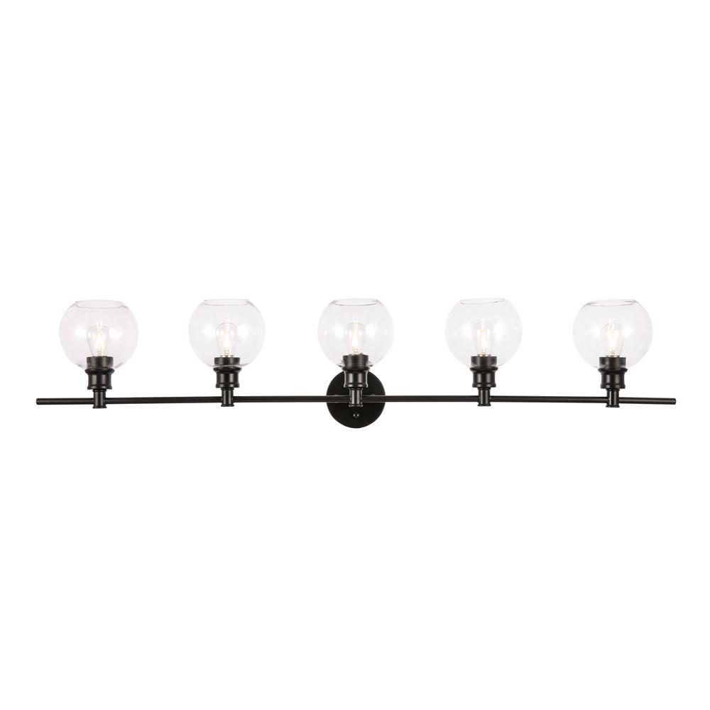Living District by Elegant Lighting LD2326BK Collier 5 light Black and Clear glass Wall sconce