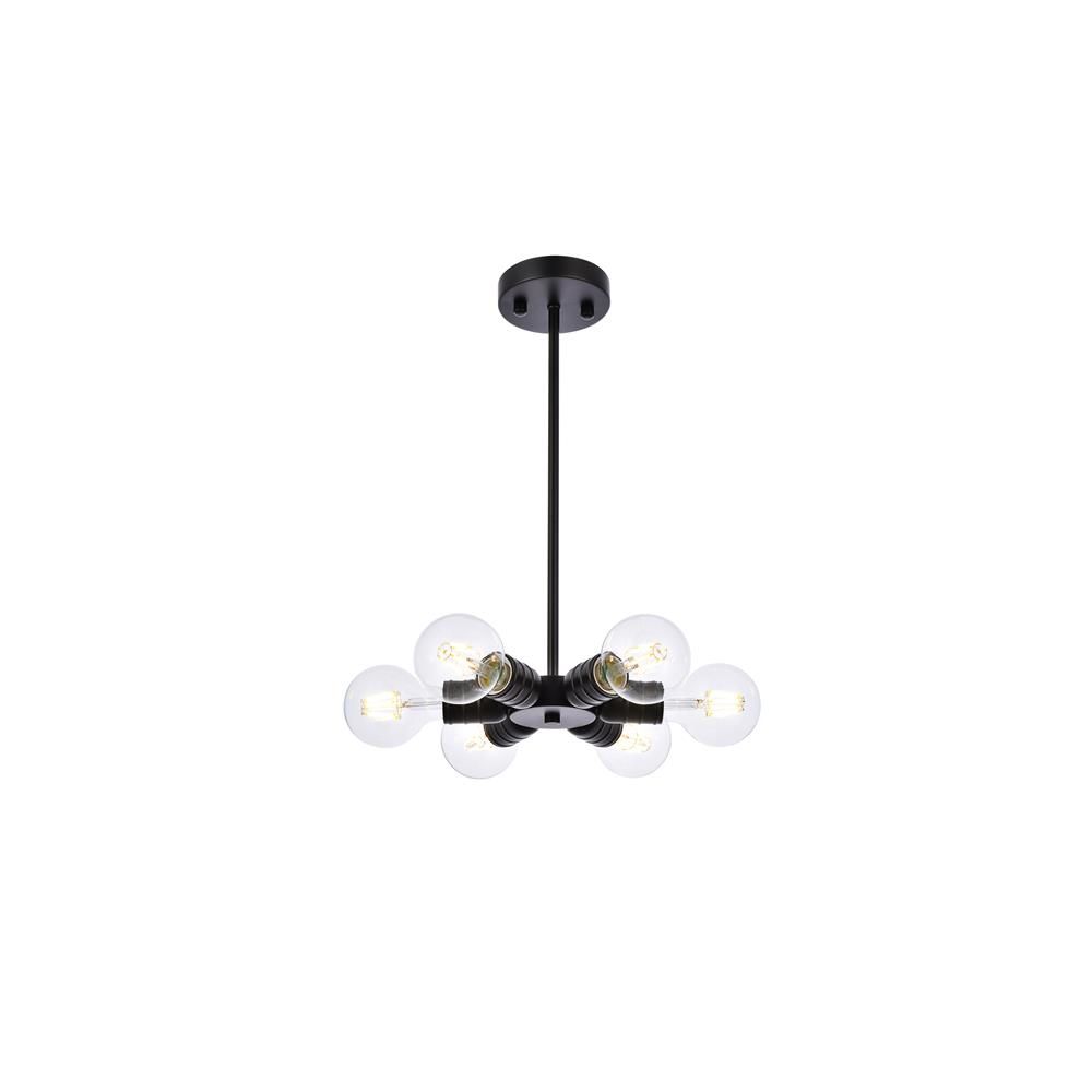 Living District by Elegant Lighting LD2338BK Reyes 6 lights black pendant