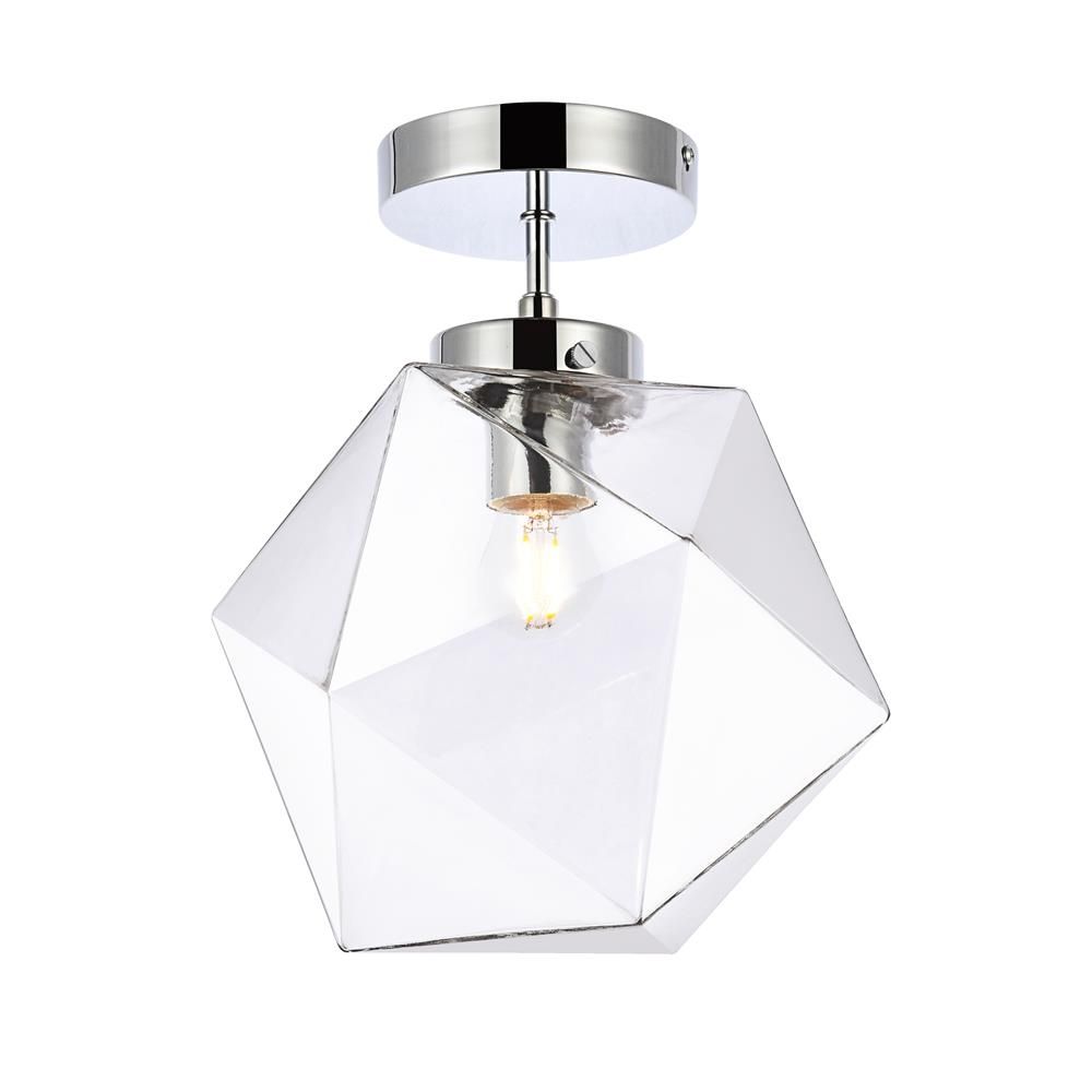 Living District by Elegant Lighting LD2346C Lawrence 1 light chrome and clear glass flush mount