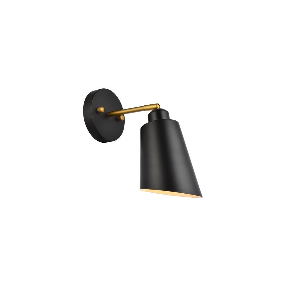 Living District by Elegant Lighting LD2354BK Halycon 5 inch black and brass wall sconce