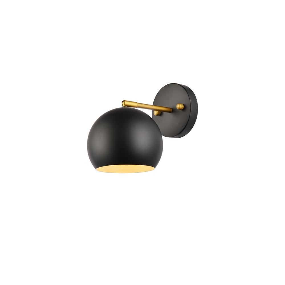 Living District by Elegant Lighting LD2355BKR Othello 1 light black and brass wall sconce