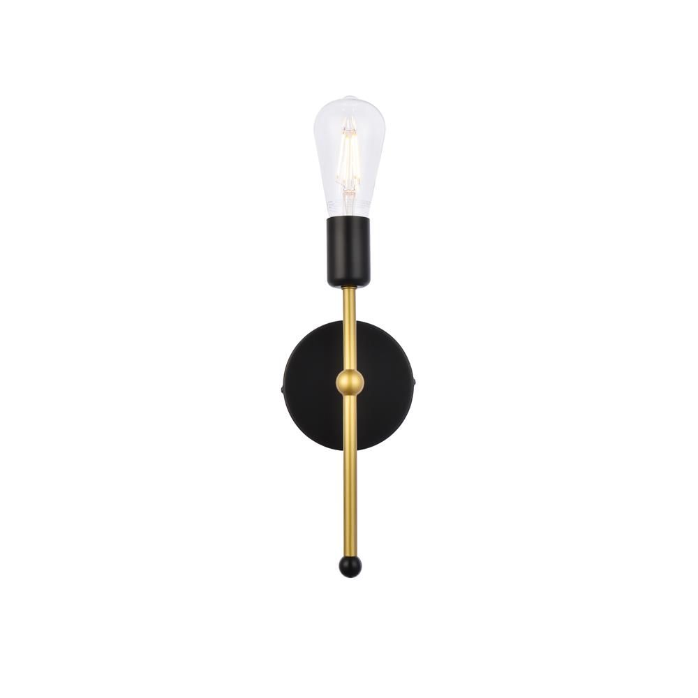 Living District by Elegant Lighting LD2356BKR Keely 1 light black and brass wall sconce