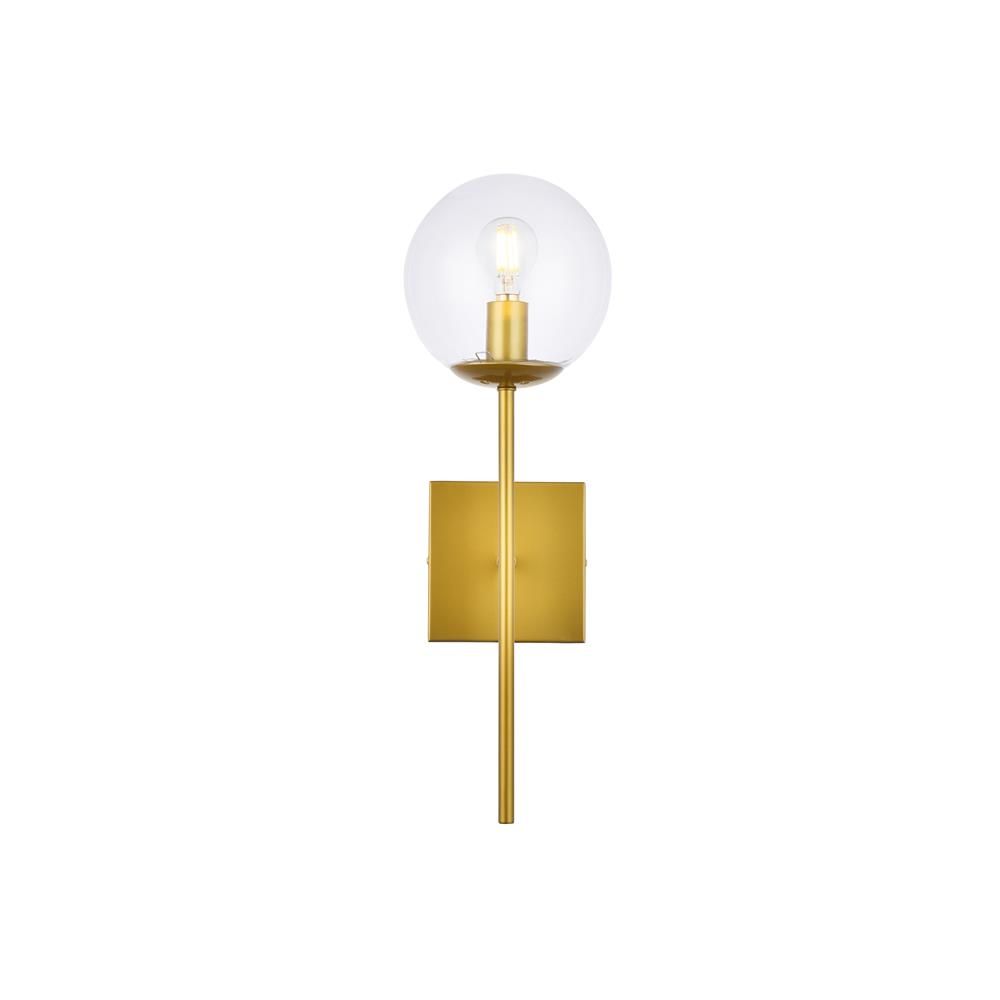 Living District by Elegant Lighting LD2359BR Neri 1 light brass and clear glass wall sconce