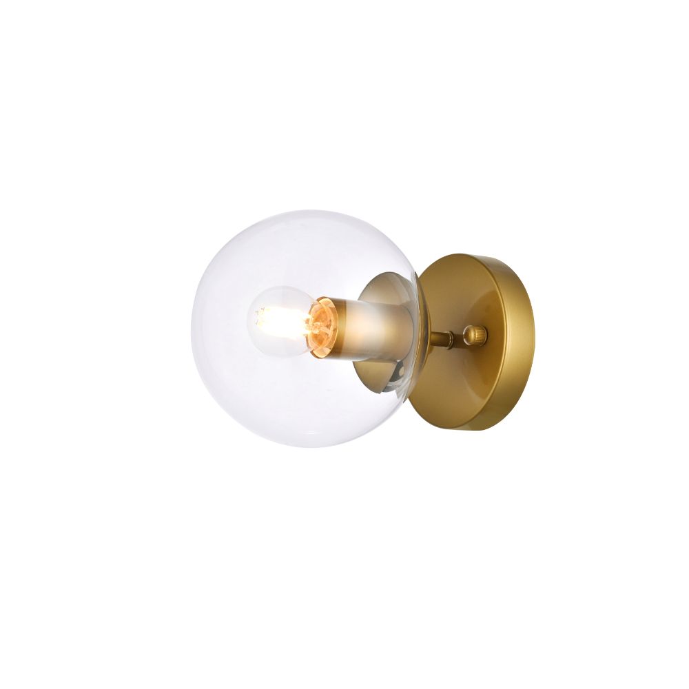 Living District by Elegant Lighting  LD2450BR Mimi Six Inch Dual Flush Mount And Bath Sconce In Brass With Clear Glass