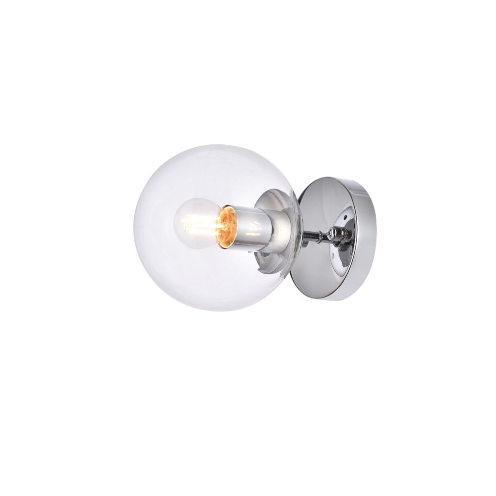 Living District by Elegant Lighting  LD2450C Mimi Six Inch Dual Flush Mount And Bath Sconce In Chrome With Clear Glass