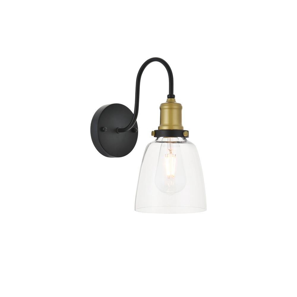 Living District by Elegant Lighting LD4013W6BRB Felicity 1 light brass and black Wall Sconce