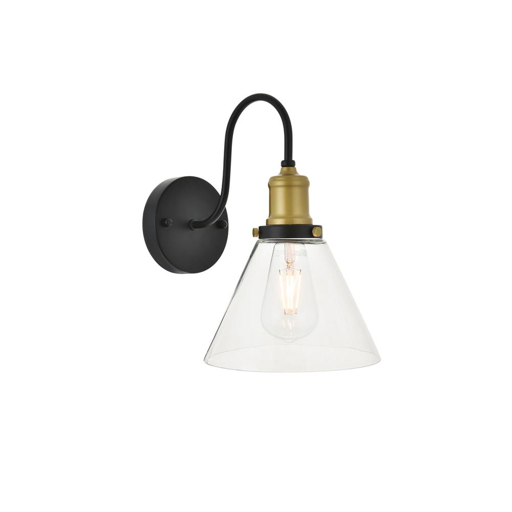 Living District by Elegant Lighting LD4017W7BRB Histoire 1 light brass and black Wall Sconce