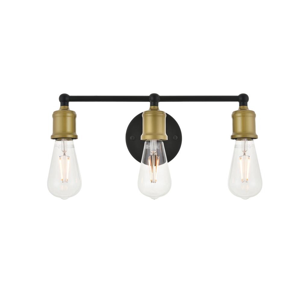 Living District by Elegant Lighting LD4028W16BRB Serif 3 light brass and black Wall Sconce