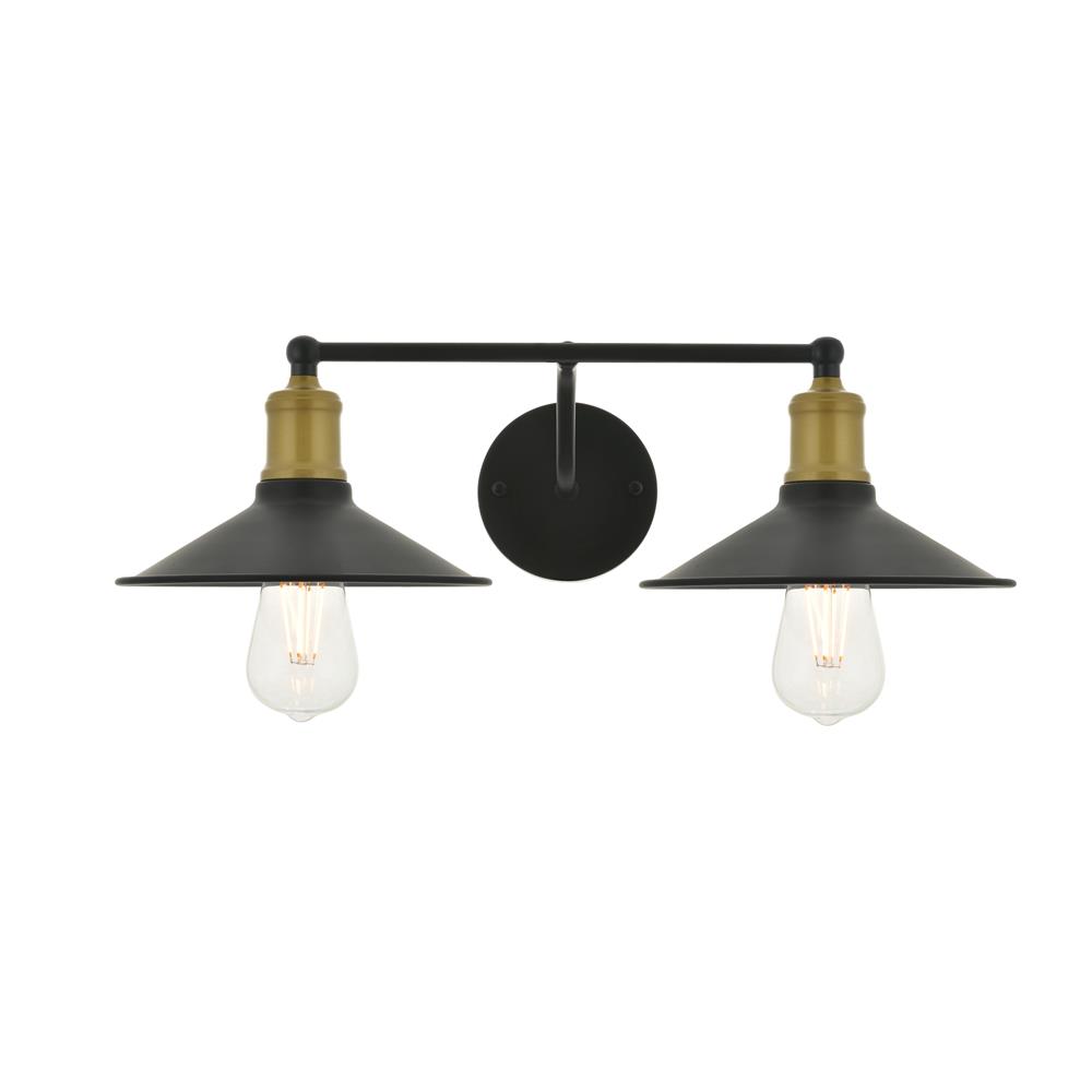 Living District by Elegant Lighting LD4033W21BRB Etude  2 light brass and black Wall Sconce