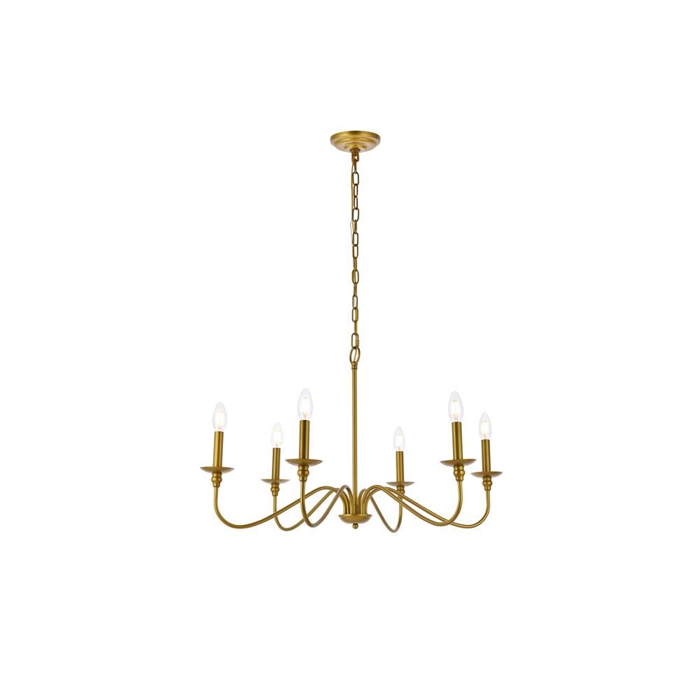 Living District by Elegant Lighting LD5056D30BR Rohan 30 inch chandelier in brass
