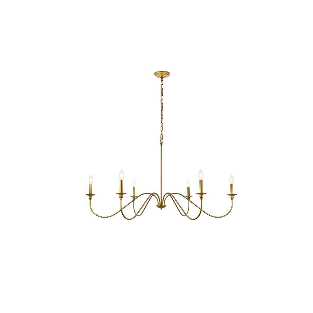 Living District by Elegant Lighting LD5056D48BR Rohan 48 inch chandelier in brass