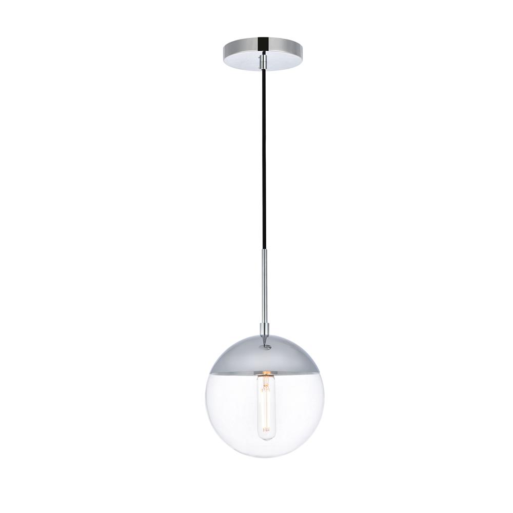 Living District by Elegant Lighting LD6029C Eclipse 1 Light Chrome Pendant With Clear Glass
