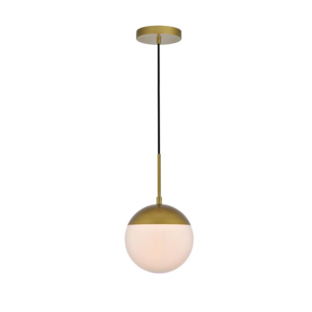 Living District by Elegant Lighting LD6030BR Eclipse 1 Light Brass Pendant With Frosted White Glass