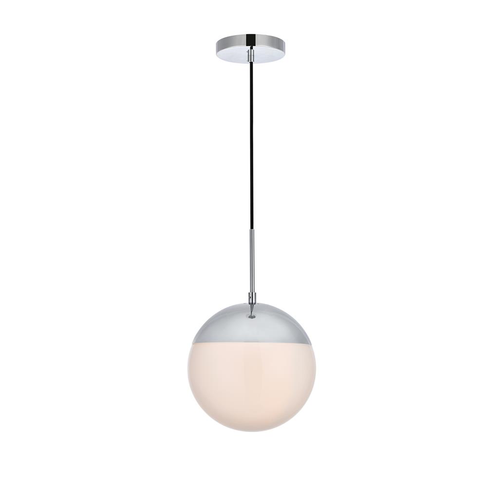 Living District by Elegant Lighting LD6034C Eclipse 1 Light Chrome Pendant With Frosted White Glass