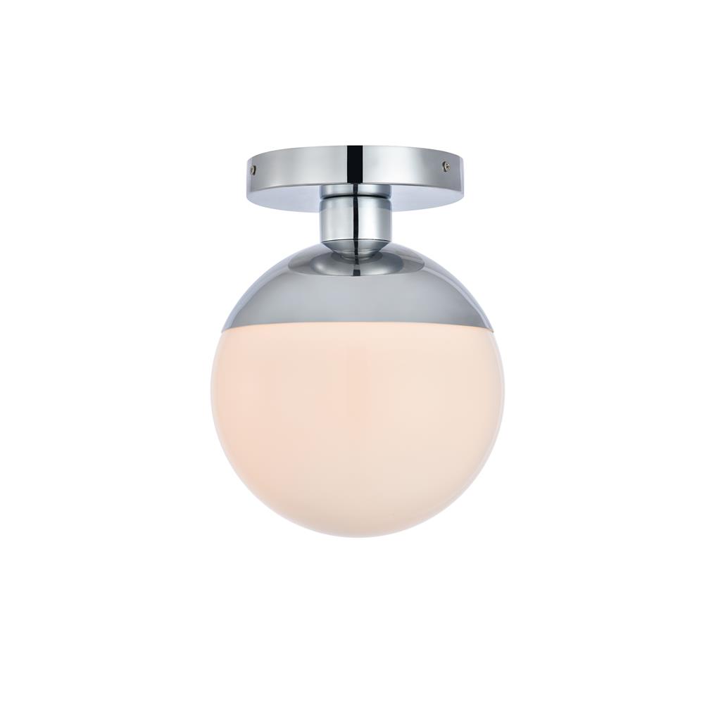 Living District by Elegant Lighting LD6052C Eclipse 1 Light Chrome Flush Mount With Frosted White Glass
