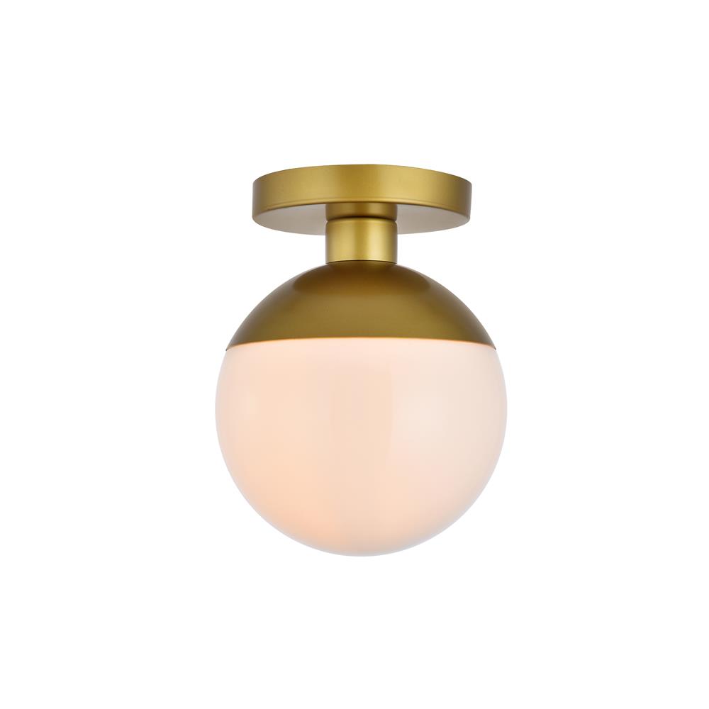 Living District by Elegant Lighting LD6054BR Eclipse 1 Light Brass Flush Mount With Frosted White Glass