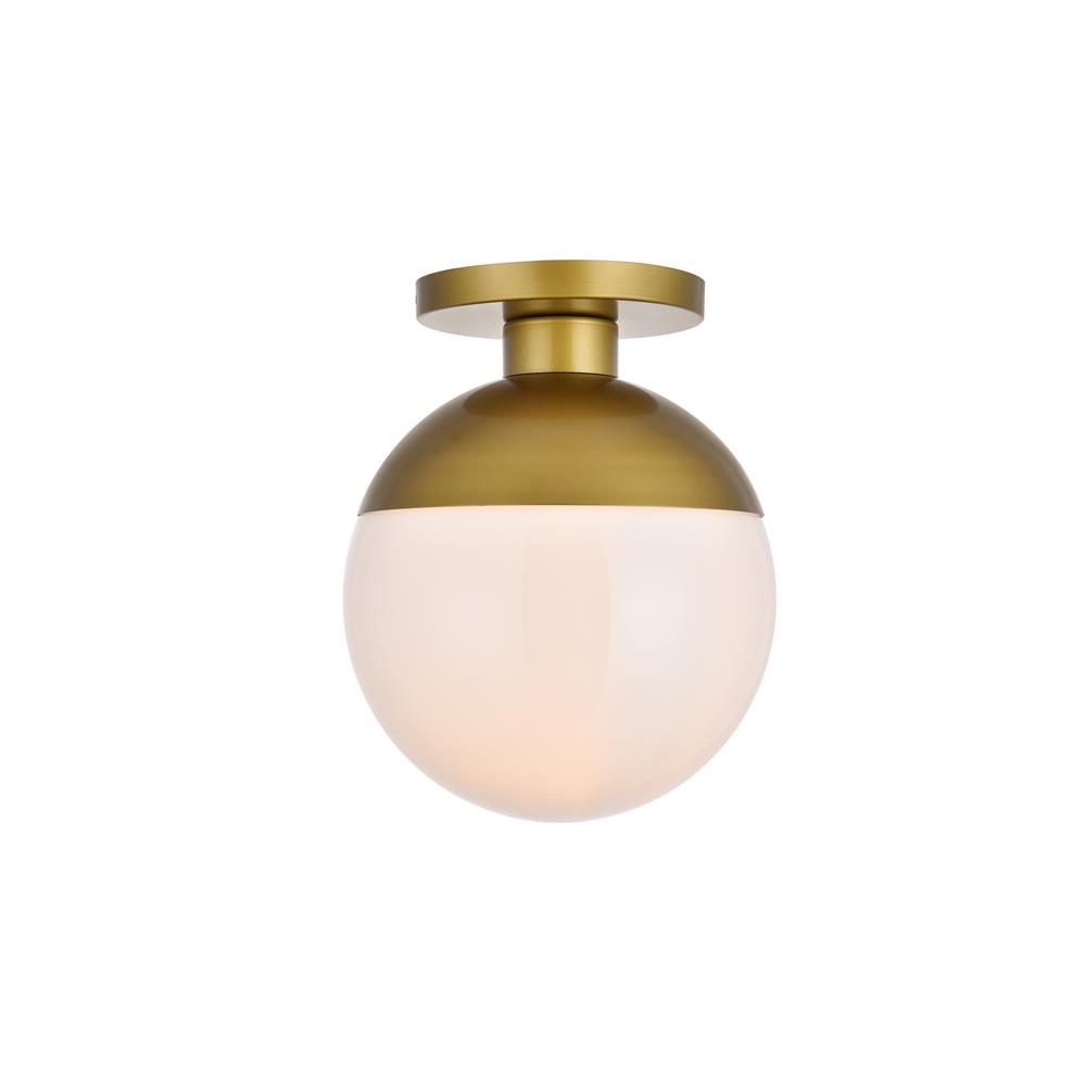 Living District by Elegant Lighting LD6060BR Eclipse 1 Light Brass Flush Mount With Frosted White Glass