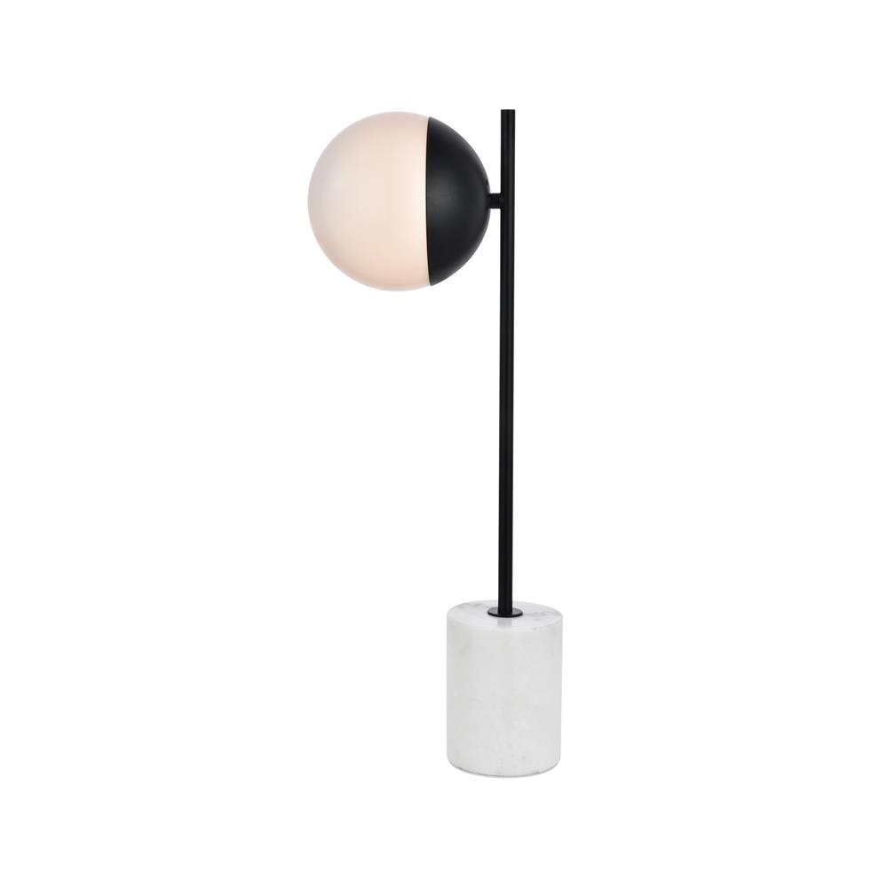 Living District by Elegant Lighting LD6104BK Eclipse 1 Light Black Table Lamp With Frosted White Glass