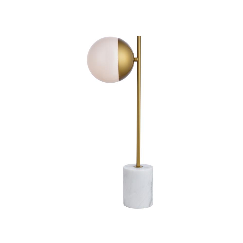 Living District by Elegant Lighting LD6108BR Eclipse 1 Light Brass Table Lamp With Frosted White Glass