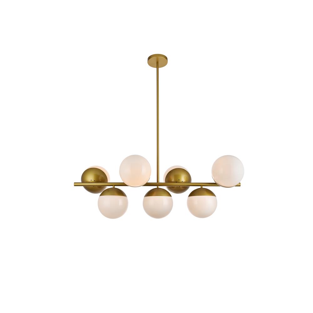 Living District by Elegant Lighting LD6138BR Eclipse 7 Lights Brass Pendant With Frosted White Glass