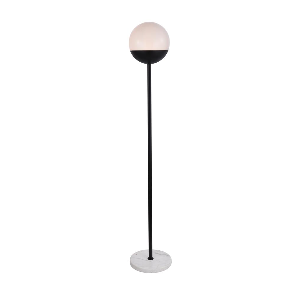 Living District by Elegant Lighting LD6146BK Eclipse 1 Light Black Floor Lamp With Frosted White Glass