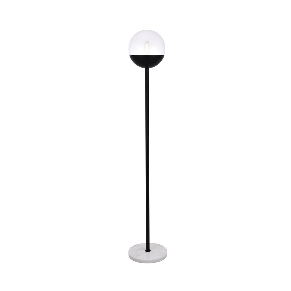 Living District by Elegant Lighting LD6147BK Eclipse 1 Light Black Floor Lamp With Clear Glass
