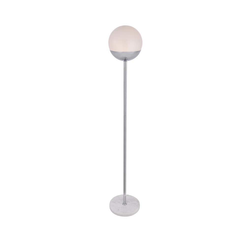 Living District by Elegant Lighting LD6148C Eclipse 1 Light Chrome Floor Lamp With Frosted White Glass