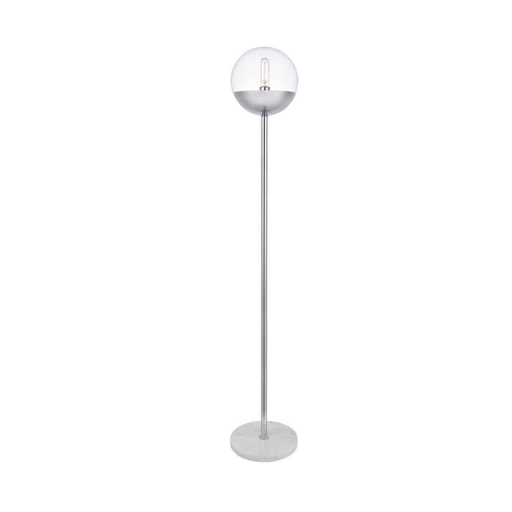 Living District by Elegant Lighting LD6149C Eclipse 1 Light Chrome Floor Lamp With Clear Glass