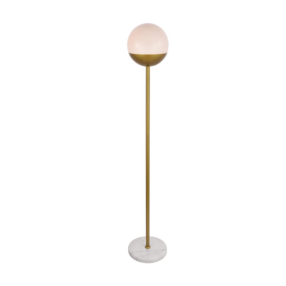 Living District by Elegant Lighting LD6150BR Eclipse 1 Light Brass Floor Lamp With Frosted White Glass