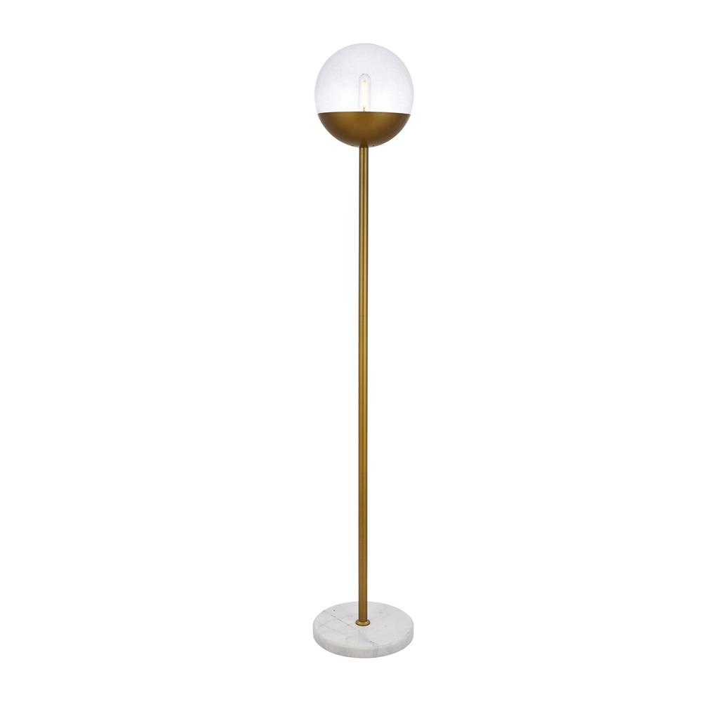 Living District by Elegant Lighting LD6151BR Eclipse 1 Light Brass Floor Lamp With Clear Glass