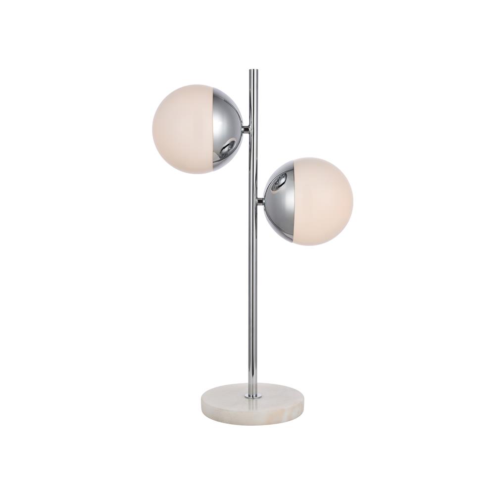 Living District by Elegant Lighting LD6154C Eclipse 2 Lights Chrome Table Lamp With Frosted White Glass