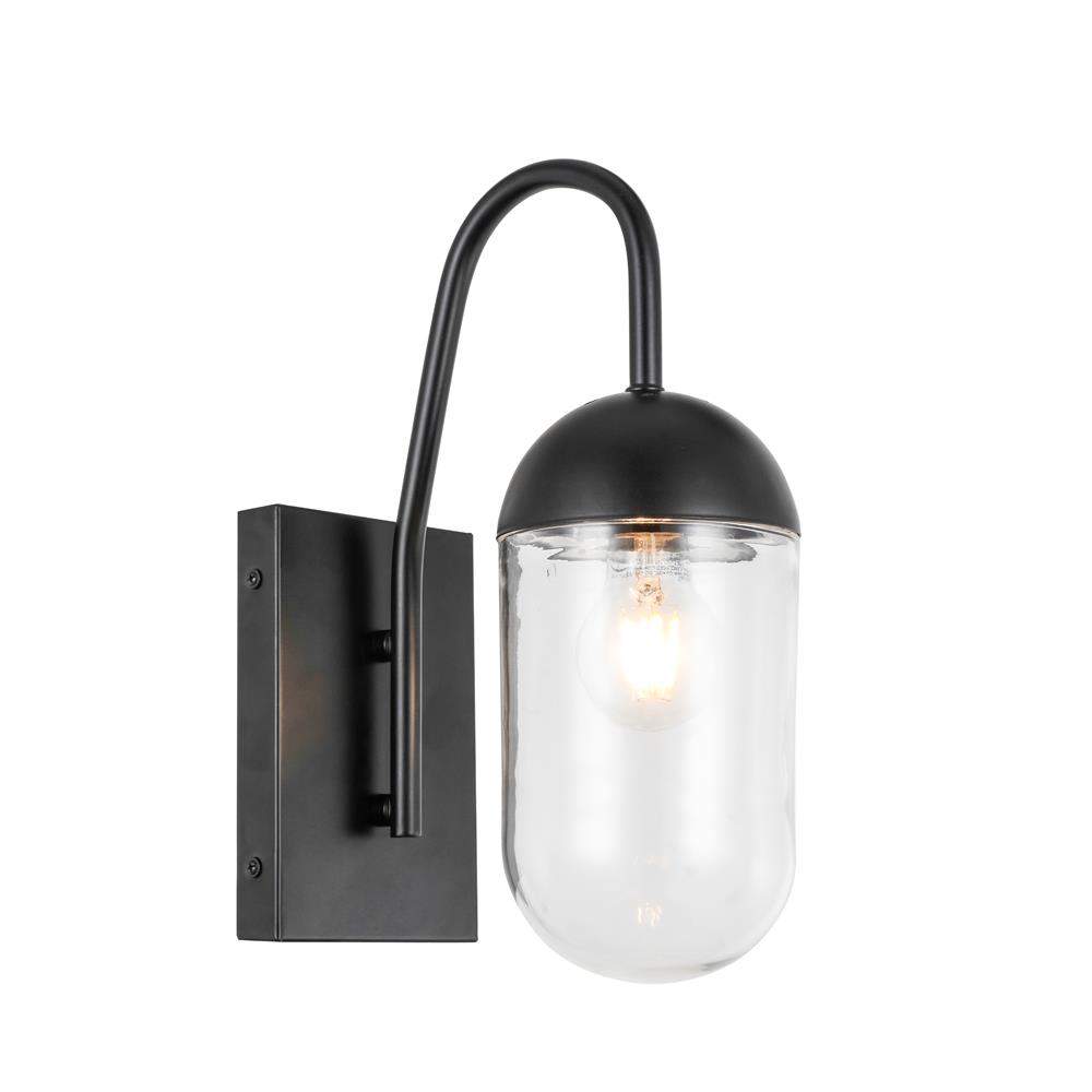 Living District by Elegant Lighting LD6168BK Kace 1 light Black and Clear glass wall sconce