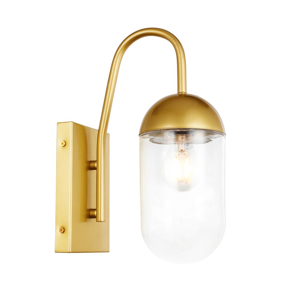 Living District by Elegant Lighting LD6172BR Kace 1 light Brass and Clear glass wall sconce