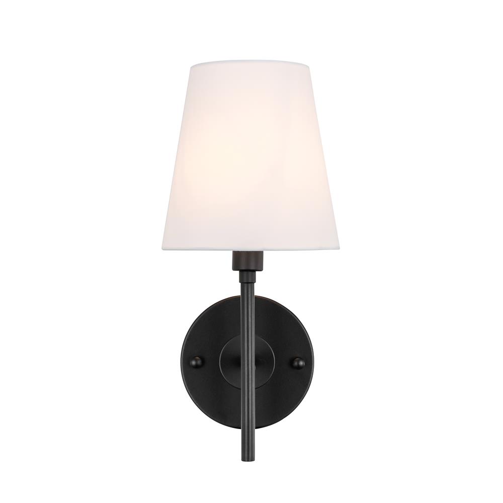 Living District by Elegant Lighting LD6183BK Cason 1 light Black and White shade wall sconce