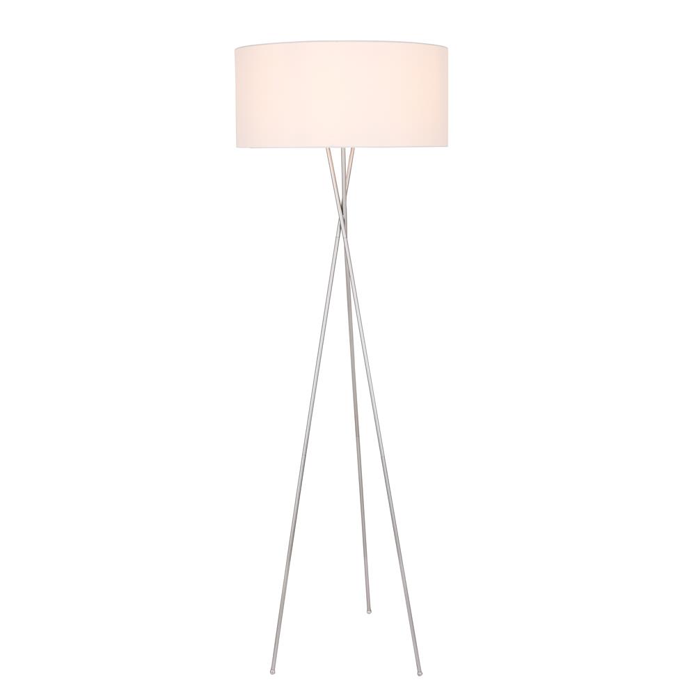 Living District by Elegant Lighting LD6190S Cason 1 light Silver and White shade Floor lamp